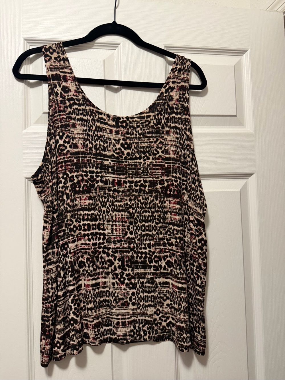 Chicos size 3 Sleeveless Animal Print Tank Top in Black & Cream accents.
